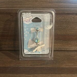 Cinnamoroll Stainless Steel Blue Crystal Charm 14G Belly Bar New, Claires Sanrio